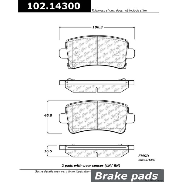 Centric Parts METALLIC BRAKE PAD W/SHIMS 102.143 - main